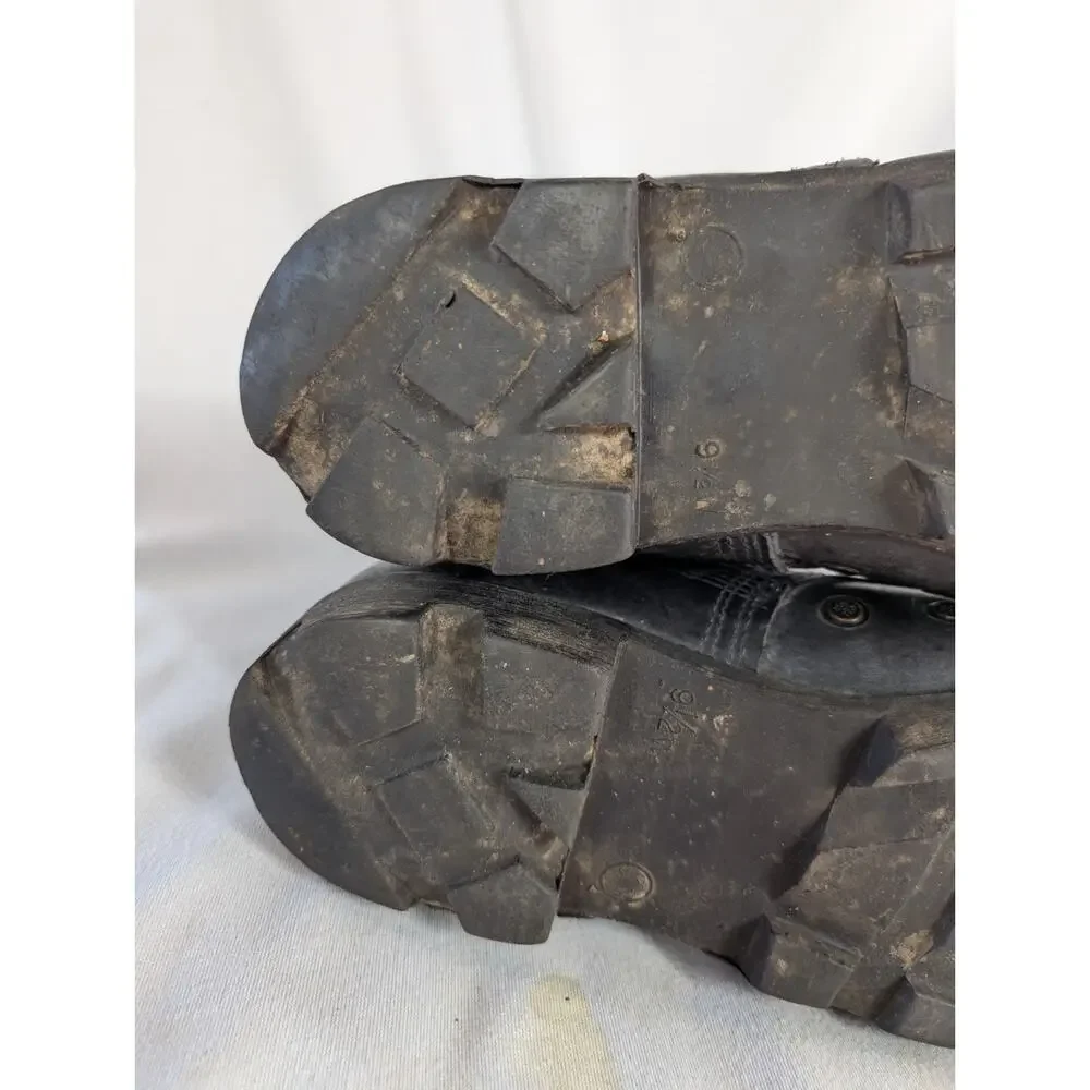 Ro-Search Combat Boots Mens 9.5 W Black Leather Military Tactical Lug Sole Shoes